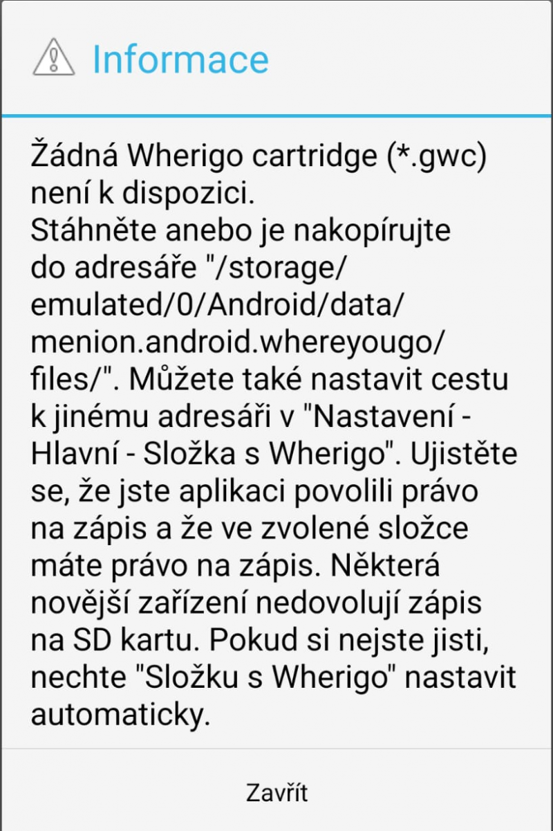 chyba: aplikace nemůže najít cartridge